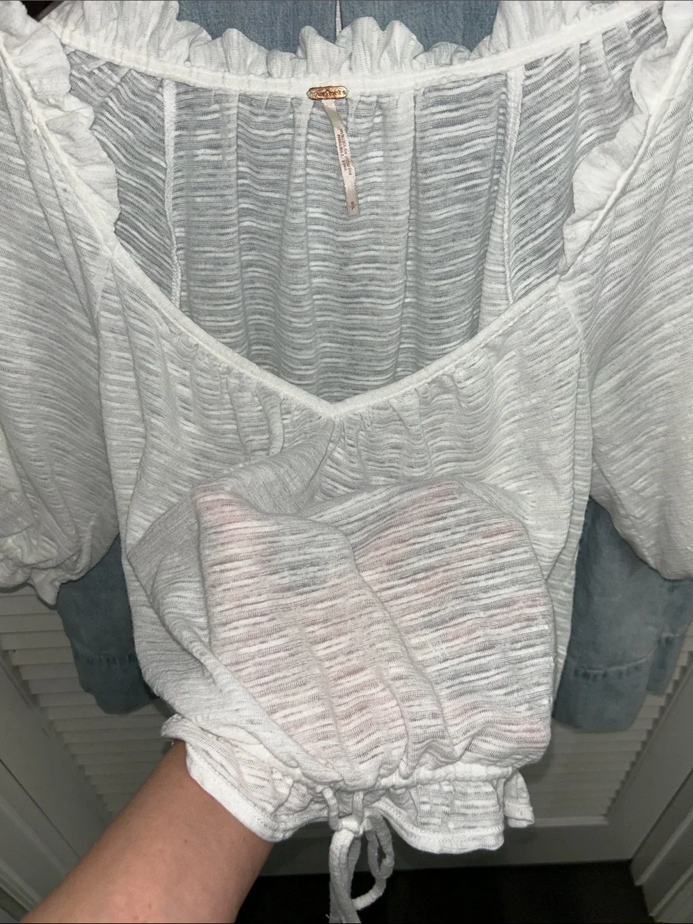 Free People Dorothy White Ruffle Prairie Top - Picture 2 of 3